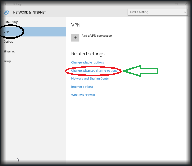 change advance sharing setting